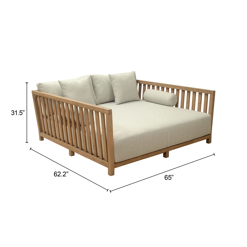 Pemberly Row Modern / Contemporary Wood Outdoor Daybed Gray Finish