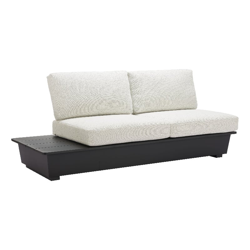 Pemberly Row Contemporary Aluminum Outdoor LHF Loveseat Beige