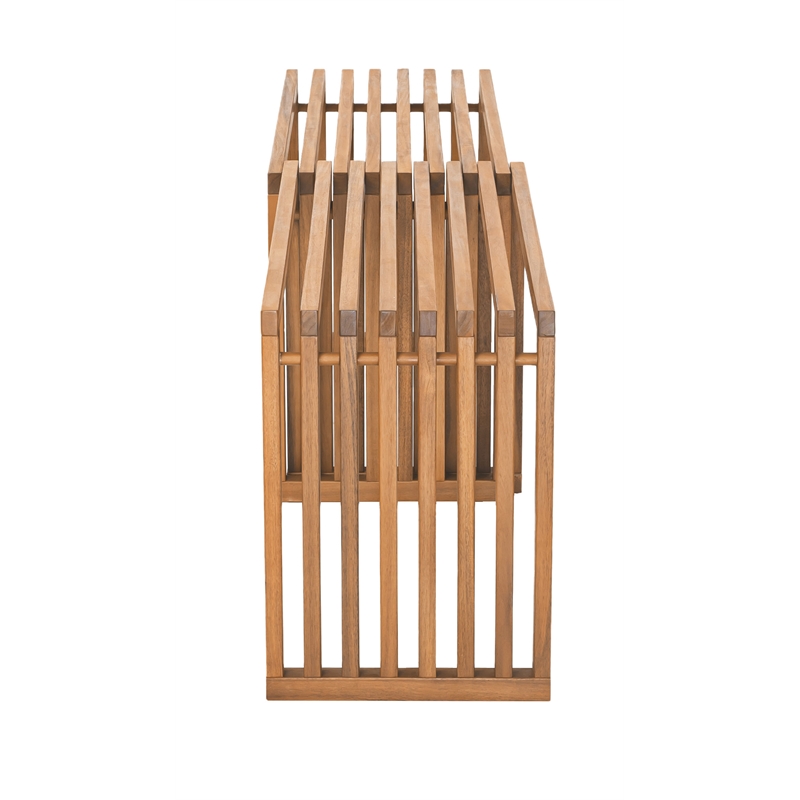 Pemberly Row Contemporary Solid Wood Outdoor Extendable Bench Natural