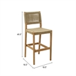 Pemberly Row Contemporary Assembled Solid Wood Outdoor Barstool Beige