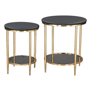Pemberly Row Contemporary Engineered Wood Coffee Table Set (2-Piece) Black