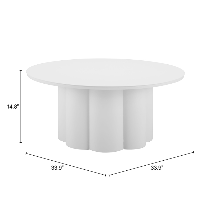 Pemberly Row Contemporary Assembled Aluminum Coffee Table White