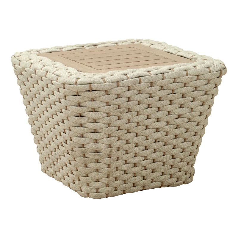 Pemberly Row Contemporary Aluminum Coffee Table White & Natural