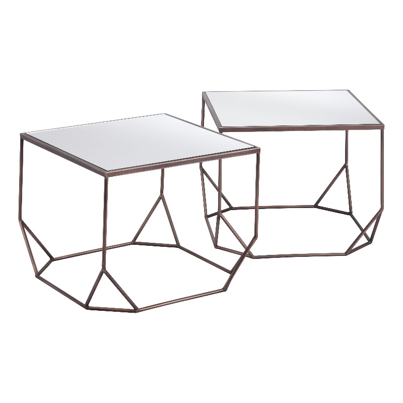 Pemberly Row Contemporary Engineered Wood Coffee Table Set (2-Piece) Bronze