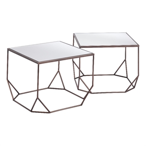 Pemberly Row Contemporary Engineered Wood Coffee Table Set (2-Piece) Bronze