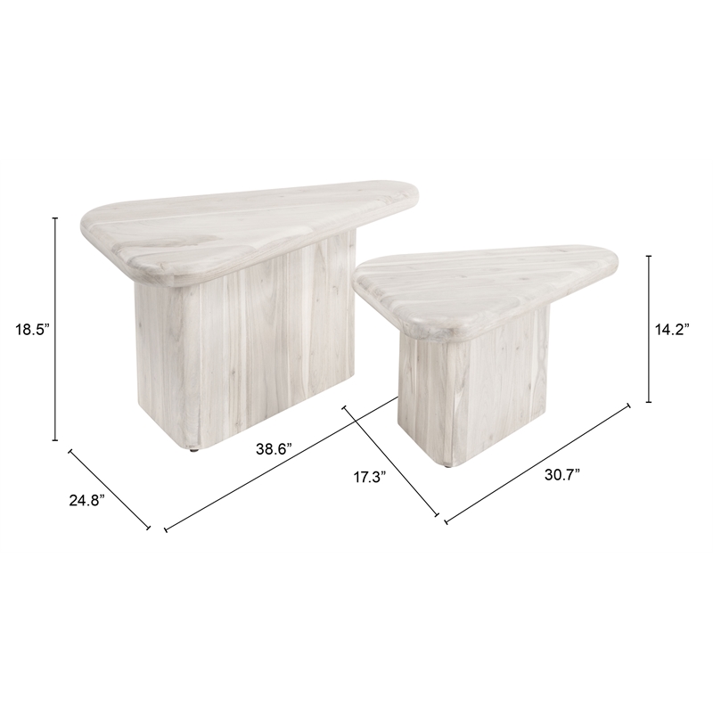 Pemberly Row Contemporary Coffee Table Set (2-Piece) Natural