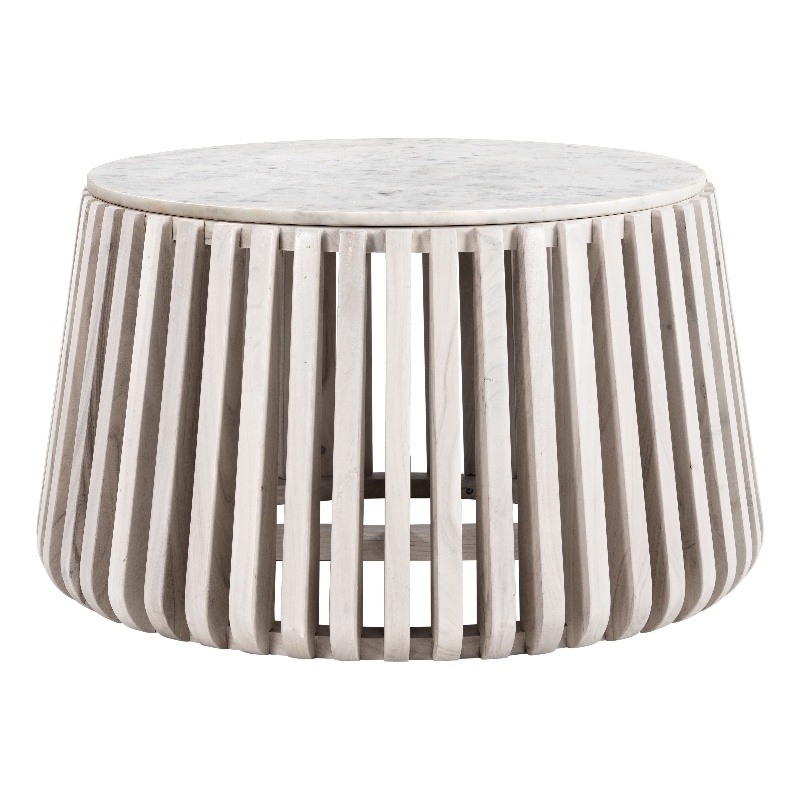 Pemberly Row Contemporary Engineered Wood Coffee Table White & Natural