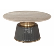 Pemberly Row Engineered Wood/Marble Top Round Coffee Table in Multi-Color