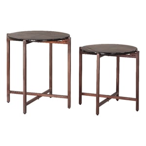 Pemberly Row Contemporary Metal Coffee Table Set (2-Piece) Bronze