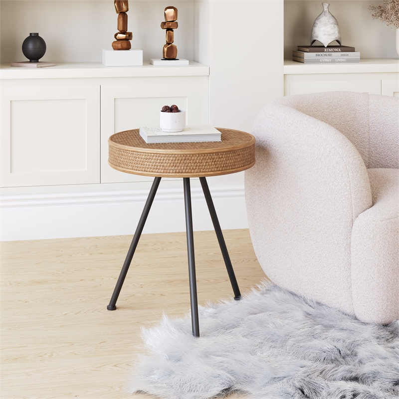 Pemberly Row Modern / Contemporary Metal Side Table Natural Finish