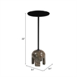 Pemberly Row Contemporary Painted Iron/Marble Round End Table in Multi-Color