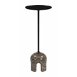 Pemberly Row Contemporary Painted Iron/Marble Round End Table in Multi-Color