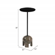 Pemberly Row Contemporary Painted Iron/Marble Round End Table in Multi-Color