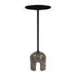 Pemberly Row Contemporary Painted Iron/Marble Round End Table in Multi-Color