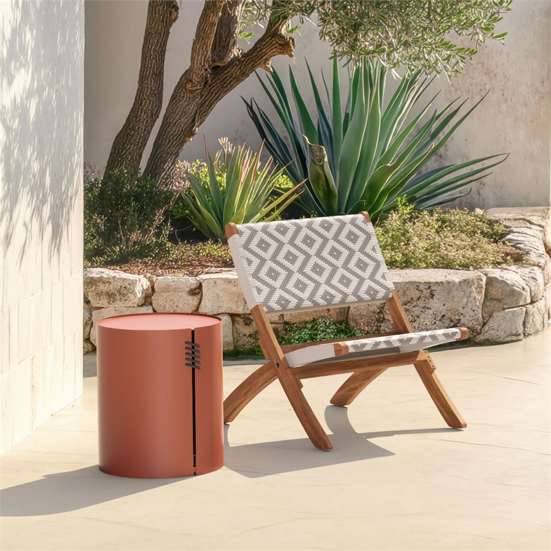 Pemberly Row Contemporary Assembled Aluminum Side Table Brown