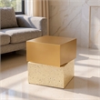 Pemberly Row Contemporary Electroplated Iron Square End Table in Gold & Beige