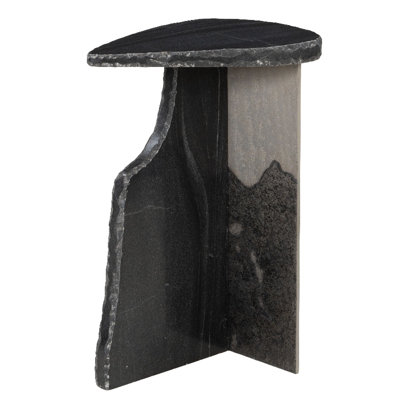 Pemberly Row Modern / Contemporary Marble Side Table Black Finish