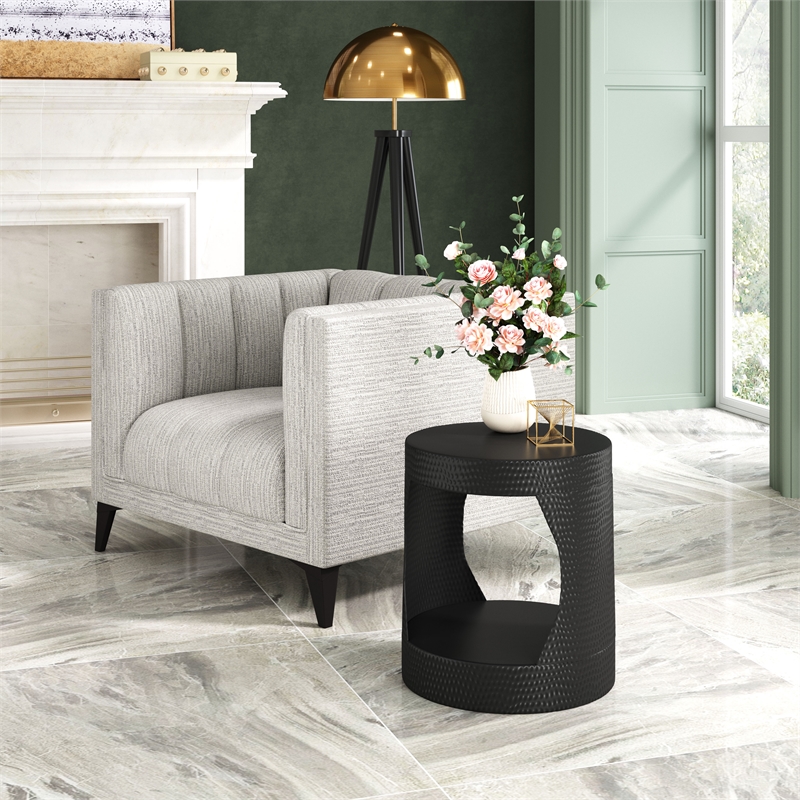 Pemberly Row Contemporary Assembled Metal Metal Side Table in Black