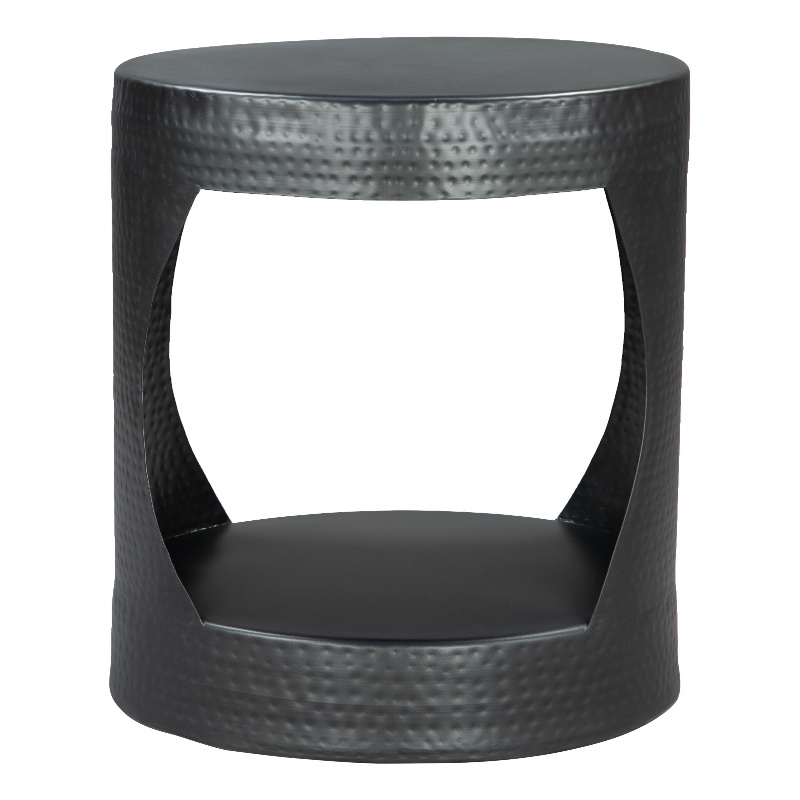 Pemberly Row Contemporary Assembled Metal Metal Side Table in Black