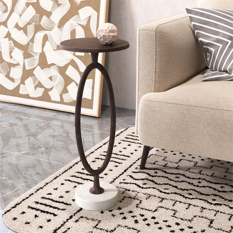 Pemberly Row Contemporary Assembled Aluminum Accent Table Bronze