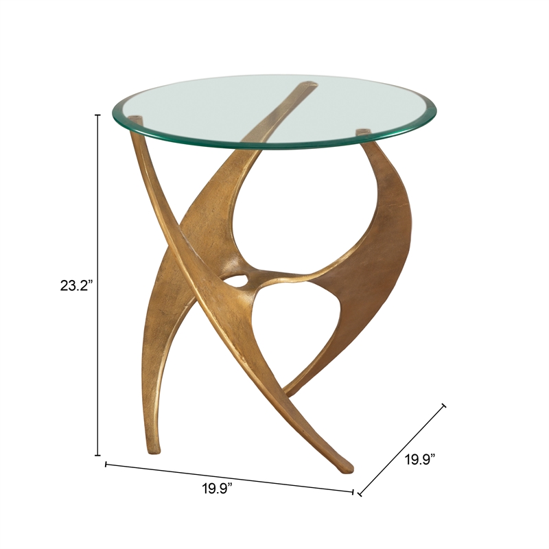 Pemberly Row Modern / Contemporary Aluminum Side Table Gold Finish