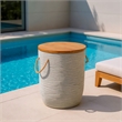 Pemberly Row Modern / Contemporary Stone Side Table Natural & Brown