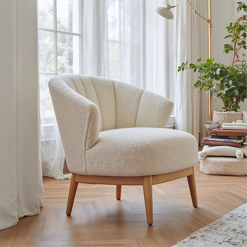 Pemberly Row Contemporary Engineered Wood Accent Chair Tawny Beige