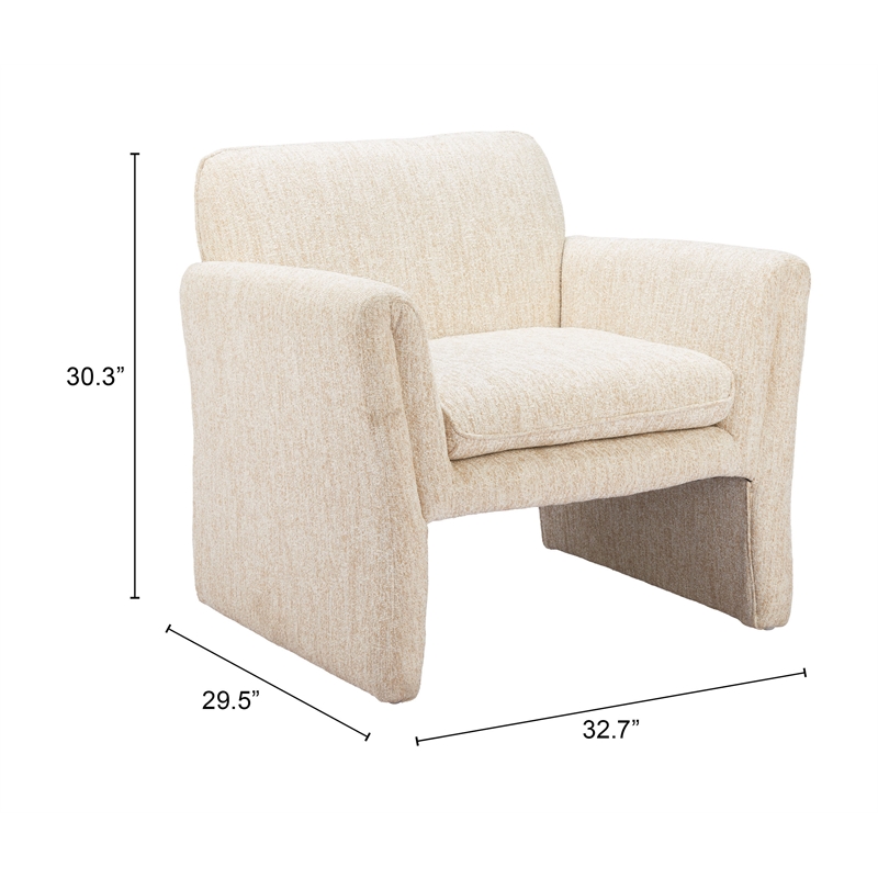 Pemberly Row Contemporary Engineered Wood Accent Chair Oatmeal Beige