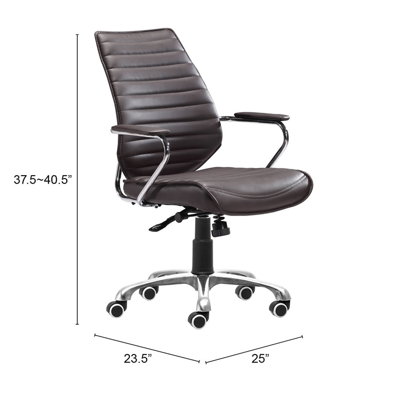 Pemberly Row Contemporary Office Low Back Office Chair Espresso