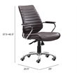 Pemberly Row Contemporary Office Low Back Office Chair Espresso
