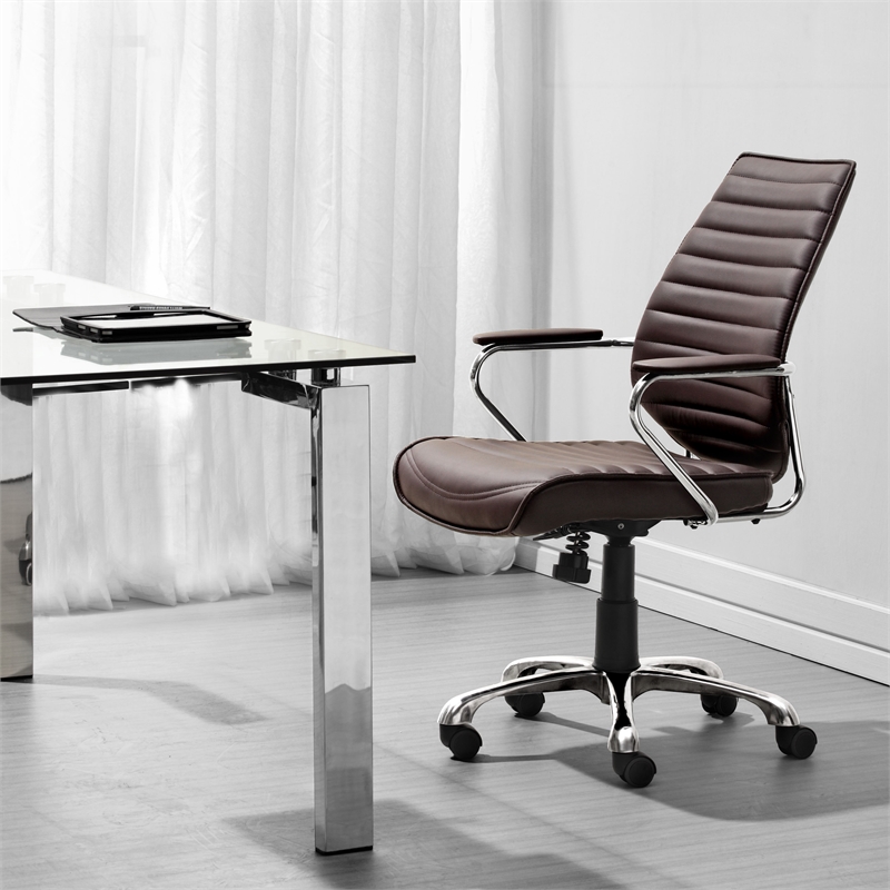 Pemberly Row Contemporary Office Low Back Office Chair Espresso