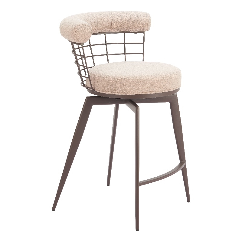 Pemberly Row Contemporary Swivel Counter Stool Beige & Brown