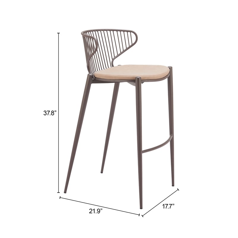 Pemberly Row Contemporary Assembled Metal Barstool Taupe & Brown