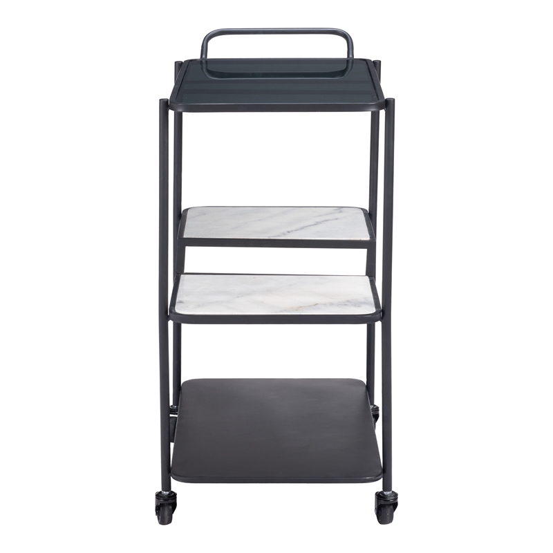 Pemberly Row Modern / Contemporary Metal Bar Cart Black Finish
