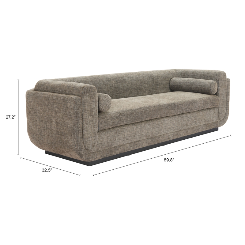 Pemberly Row Contemporary Assembled Engineered Wood Sofa Green Tweed