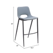 Pemberly Row Contemporary Stackable Black Armless Barstool Azure Gray