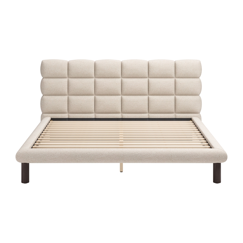 Pemberly Row Modern / Contemporary Solid Wood King Bed Beige