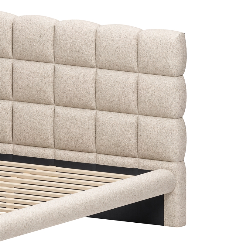 Pemberly Row Modern / Contemporary Solid Wood King Bed Beige