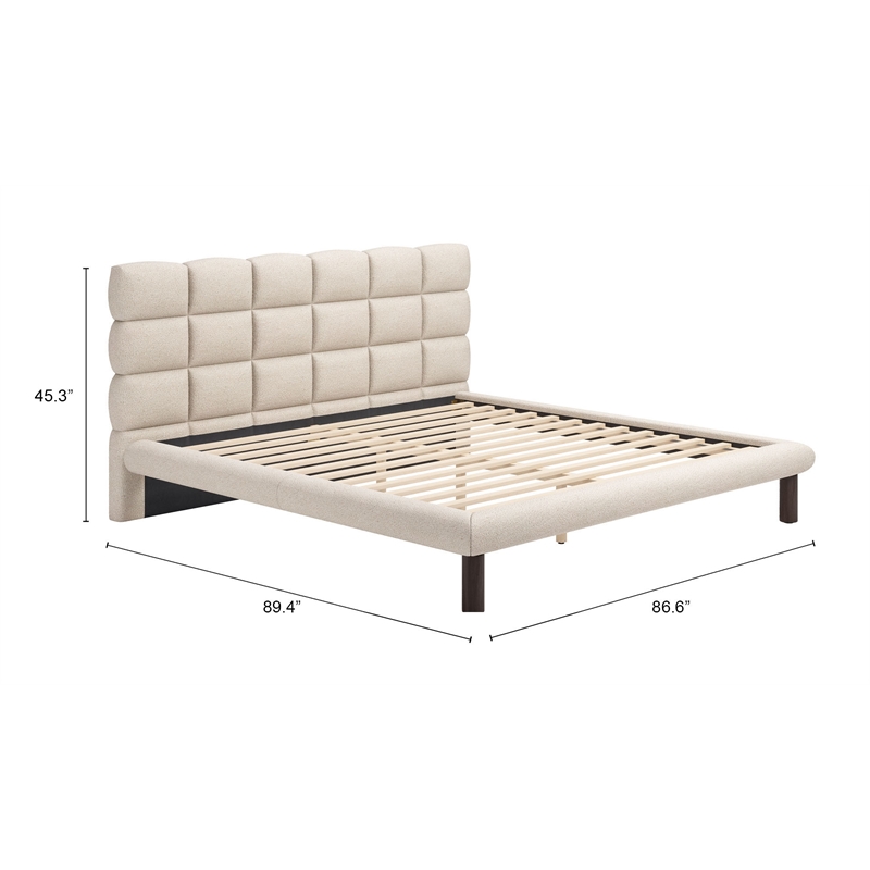 Pemberly Row Modern / Contemporary Solid Wood King Bed Beige
