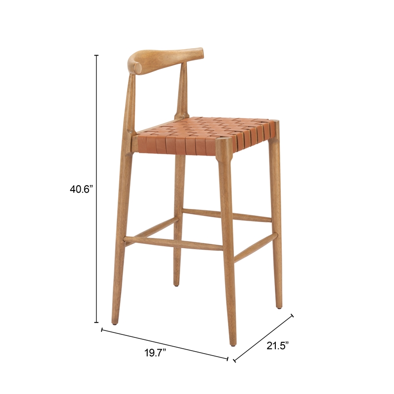 Pemberly Row Modern / Contemporary Solid Wood Barstool Tan Finish