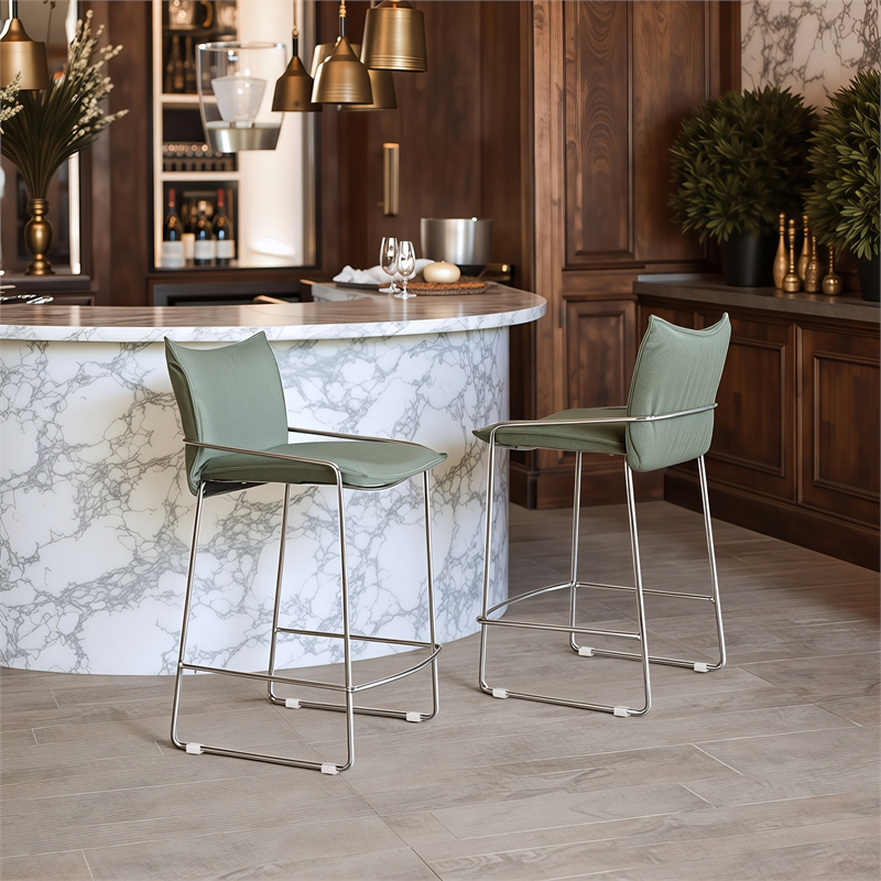 Pemberly Row Contemporary Engineered Wood Counter Stool Green