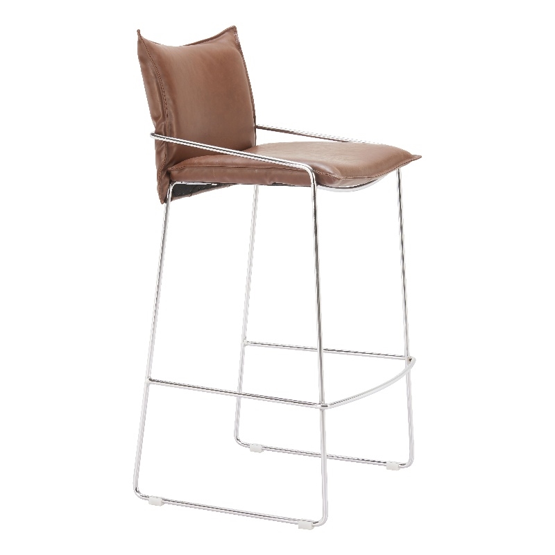 Pemberly Row Contemporary Engineered Wood Barstool Brown Indoor