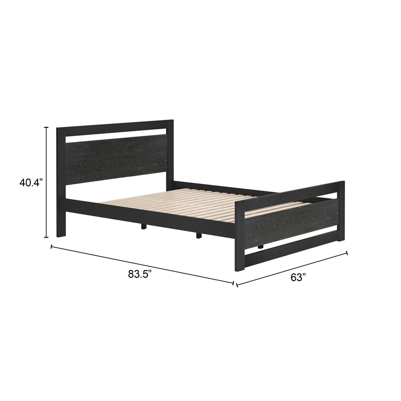 Pemberly Row Modern / Contemporary Engineered Wood Queen Bed Black