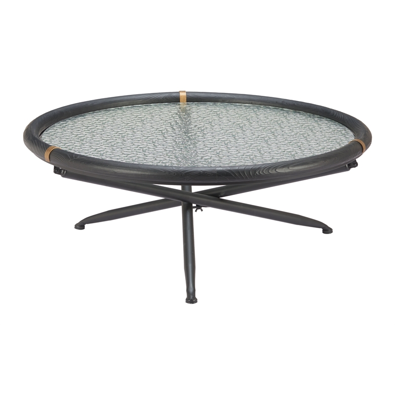 Pemberly Row Modern / Contemporary Wood Coffee Table Black Finish