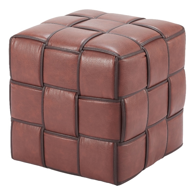 Pemberly Row Contemporary Engineered Wood Zare Ottoman Brown Indoor