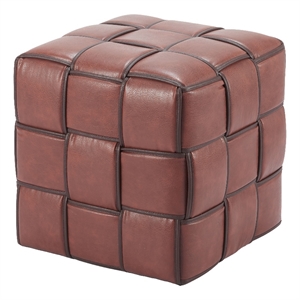 Pemberly Row Contemporary Engineered Wood Zare Ottoman Brown Indoor