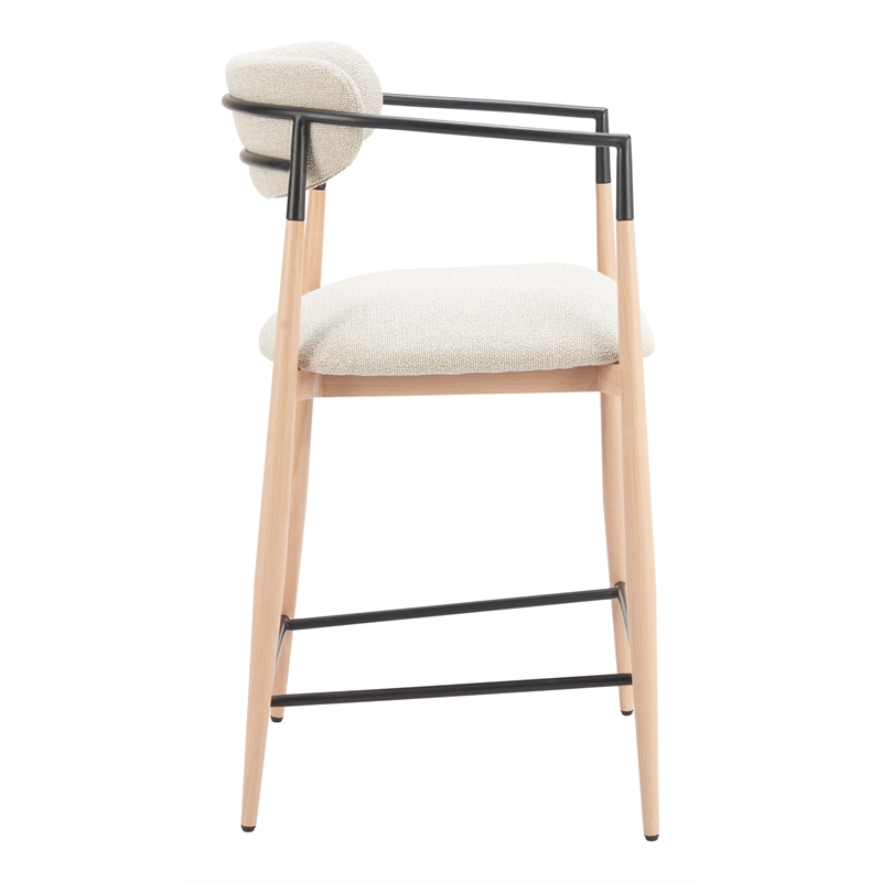 Pemberly Row Contemporary Counter Stool Oyster Gray & Natural