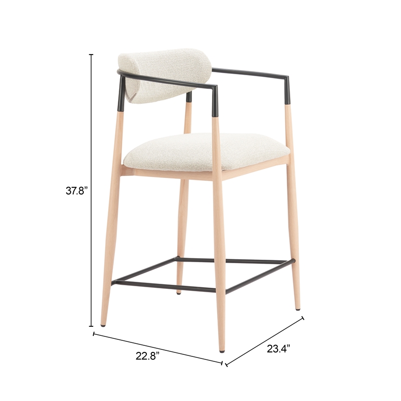 Pemberly Row Contemporary Counter Stool Oyster Gray & Natural