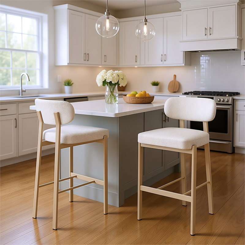 Pemberly Row Contemporary Engineered Wood Barstool (Set of 2) Light Gray