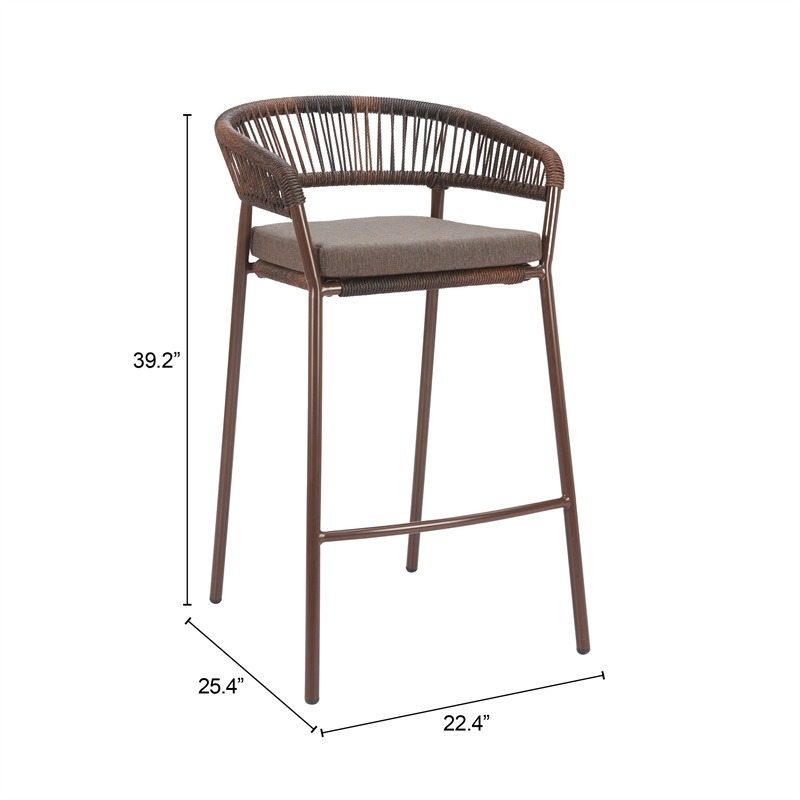 Pemberly Row Modern / Contemporary Metal Barstool (Set of 2) Brown